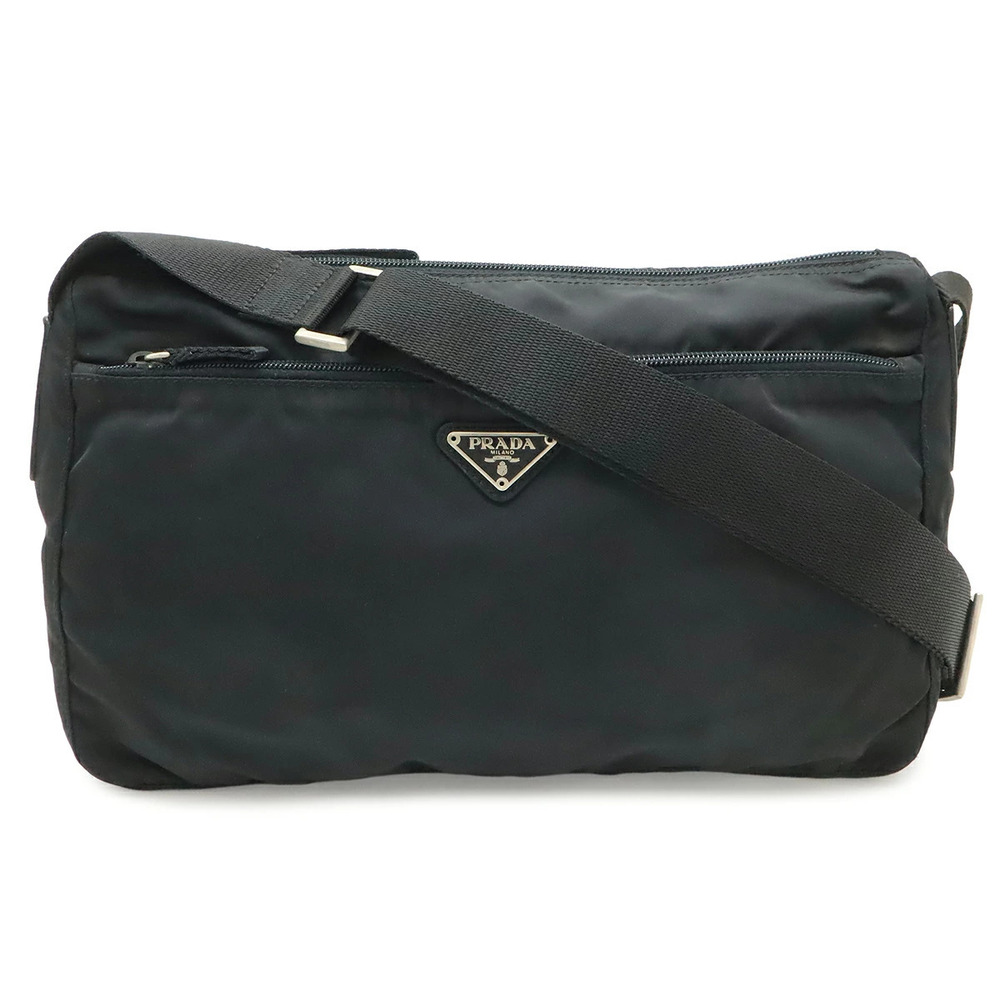 Prada Triangle Crossbody Bag Leather NERO Black